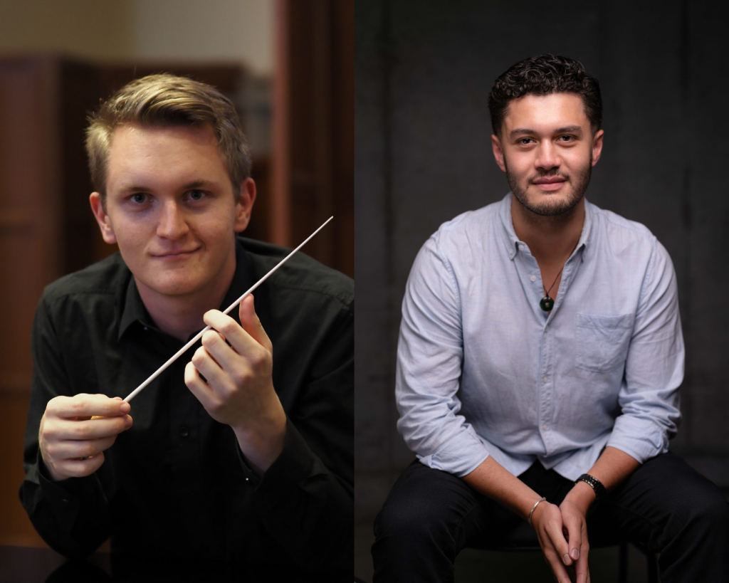 Conductors Euan Safey and Reuben Brown perform at the 2025 Whakatipu Music Festival